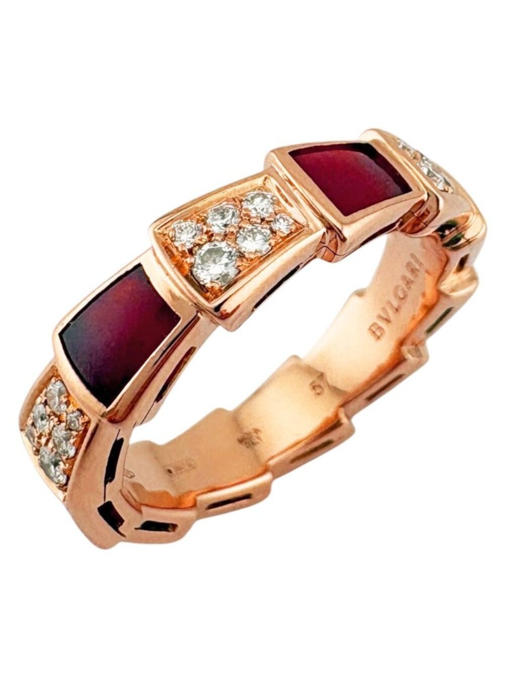 Bvlgari Serpenti Viper Ring 18k Pink Gold Carnelian